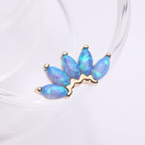 Detail View 1 of 14 Karat Gold OneFit Threadless Brilliant Marquise Fire Opal Flower Top Part-Blue Opal