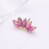 Detail View 2 of 14 Karat Gold OneFit Threadless Brilliant Marquise Fire Opal Flower Top Part-Pink Opal