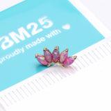 Detail View 3 of 14 Karat Gold OneFit Threadless Brilliant Marquise Fire Opal Flower Top Part-Pink Opal
