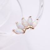 Detail View 1 of 14 Karat Gold OneFit Threadless Brilliant Marquise Fire Opal Flower Top Part-White Opal