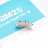 Detail View 3 of 14 Karat Gold OneFit Threadless Brilliant Marquise Fire Opal Flower Top Part-White Opal
