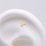Detail View 1 of 14 Karat Gold OneFit Threadless Triskelion Celtic Symbol Top Part 
