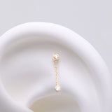 Detail View 1 of 14 Karat Gold OneFit Threadless Double Round Gem Chained Dangle Top Part