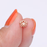 Detail View 2 of 14 Karat Gold OneFit Threadless Lotus Blossom Fire Opal Sparkle Top Part-White Opal