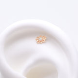 Detail View 1 of 14 Karat Gold OneFit Threadless Lotus Blossom Fire Opal Sparkle Top Part-White Opal