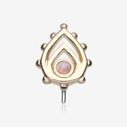 14 Karat Gold OneFit Threadless Enchanted Teardrop Fire Opal Sparkle Top Part