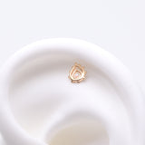 Detail View 1 of 14 Karat Gold OneFit Threadless Enchanted Teardrop Fire Opal Sparkle Top Part-White Opal