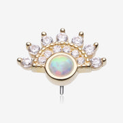 14 Karat Gold OneFit Threadless Majestic Sparkle Fire Opal Arc Top Part