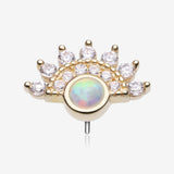 14 Karat Gold OneFit Threadless Majestic Sparkle Fire Opal Arc Top Part