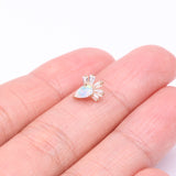 Detail View 2 of 14 Karat Gold OneFit Threadless Teardrop Fire Opal Sparkle Rays Top Part-White Opal/Clear Gem