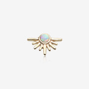 14 Karat Gold OneFit Threadless Fire Opal Goddess Ray Top Part