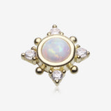 14 Karat Gold OneFit Threadless Fire Opal Sparkle Sun Dial Top Part