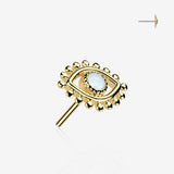 14 Karat Gold OneFit Threadless Fire Opal Evil Eye Top Part