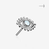 14 Karat White Gold OneFit Threadless Fire Opal Evil Eye Top Part
