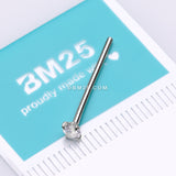 Detail View 2 of 14 Karat White Gold Prong Set Sparkle Fishtail Nose Ring-Clear Gem