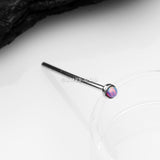 Detail View 1 of 14 Karat White Gold Bezel Set Fire Opal Fishtail Nose Ring-Purple