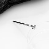 Detail View 1 of 14 Karat White Gold Prong Set Sparkle 16mm Fishtail Nose Ring-Clear Gem