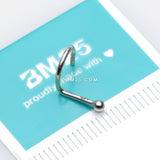 Detail View 2 of 14 Karat White Gold Solid Ball Top Nose Screw Ring