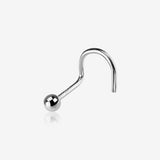 14 Karat White Gold Solid Ball Top Nose Screw Ring