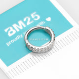 Detail View 2 of 14 Karat White Gold Brilliant Sparkle Double Lined Gems Seamless Clicker Hoop Ring-Clear Gem