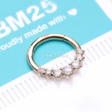 Detail View 2 of 14 Karat Gold Cascading Multi-Gem Prong Set Lined Seamless Clicker Hoop Ring-Clear Gem