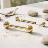 14 Karat Gold Internally Threaded Ball Ends Basic Straight Barbell