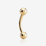 14 Karat Gold Internally Threaded Ball Ends Basic Curved Barbell
