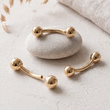 14 Karat Gold Internally Threaded Ball Ends Basic Curved Barbell
