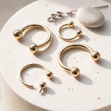 14 Karat Gold Internally Threaded Ball Ends Basic Horseshoe Barbell