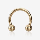 14 Karat Gold Internally Threaded Ball Ends Basic Horseshoe Barbell