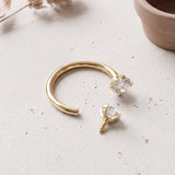 14 Karat Gold Internally Threaded Prong Set Gem Ends Horseshoe Barbell