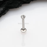 Detail View 1 of Basic Gem Ball Top Threadless Push-In Steel Labret-Clear Gem