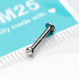 Detail View 3 of Basic Gem Ball Top Threadless Push-In Steel Labret-Clear Gem