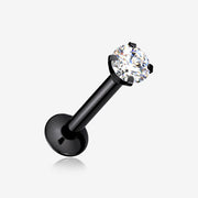Blackline Prong Set Gem Top Threadless Push-In Steel Labret