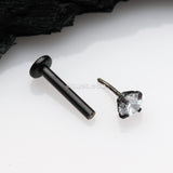 Detail View 2 of Blackline Prong Set Gem Top Threadless Push-In Steel Labret-Clear Gem