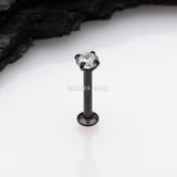 Detail View 1 of Blackline Prong Set Gem Top Threadless Push-In Steel Labret-Clear Gem