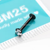 Detail View 3 of Blackline Prong Set Gem Top Threadless Push-In Steel Labret-Clear Gem
