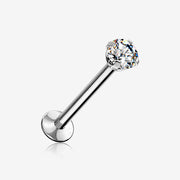 Prong Set Gem Top Threadless Push-In Steel Labret