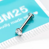 Detail View 3 of Prong Set Gem Top Threadless Push-In Steel Labret-Clear Gem