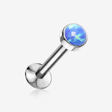 Fire Opal Bezel Set Top Threadless Push-In Steel Labret