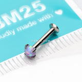 Detail View 3 of Fire Opal Prong Set Top Threadless Push-In Steel Labret-Purple Opal