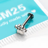 Detail View 3 of Adorable Sparkle Paw Top Threadless Push-In Steel Labret-Clear Gem