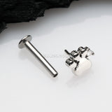 Detail View 2 of Adorable Sparkle Paw Top Threadless Push-In Steel Labret-Clear Gem
