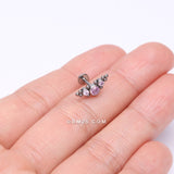 Detail View 2 of Implant Grade Titanium OneFit Threadless Sparkle Arc Bali Beads Flat Back Stud Labret-Pink