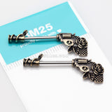 Detail View 2 of A Pair of Antique Brass Rose Vine Pistol Gun Nipple Barbell