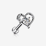 Journey Heart Solitaire Sparkle Internally Threaded Labret