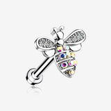Glistening Honey Bee Sparkle Internally Threaded Labret