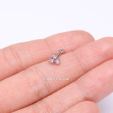 Detail View 2 of Trinity Sparkle Prong Set Top Internally Threaded Steel Flat Back Stud Labret-Pink