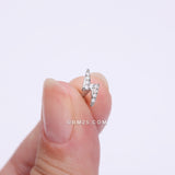 Detail View 2 of Lightning Bolt Sparkle Top Internally Threaded Steel Flat Back Stud Labret-Clear Gem