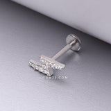 Detail View 1 of Lightning Bolt Sparkle Top Internally Threaded Steel Flat Back Stud Labret-Clear Gem